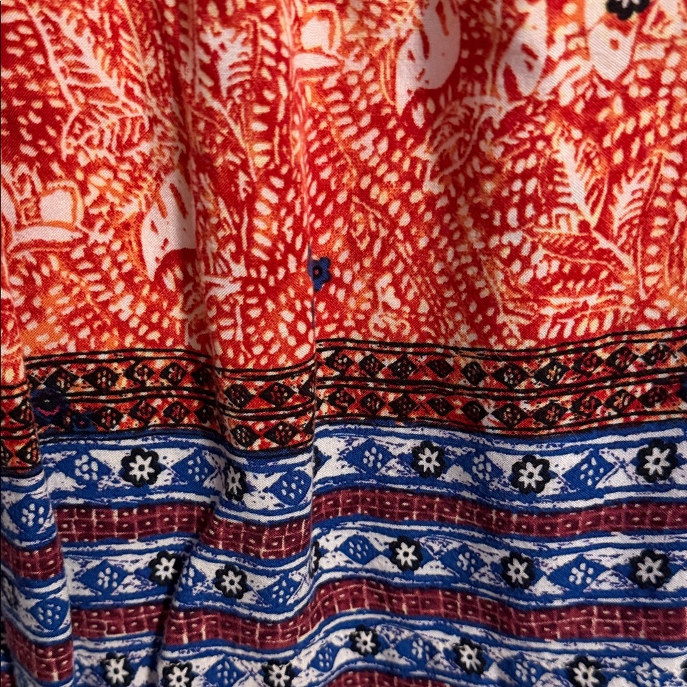 🌵CAbi Red and Blue Patterned Mini Skirt - Picture 4 of 5